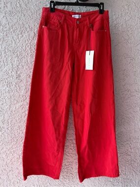 Angel Kiss Junior’s Wide Leg Mid Rise bright red denim jeans size 5